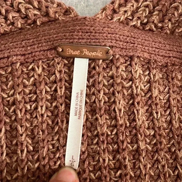 [L] Free People  Women's High Hopes Cardigan Brown - Picture 6 of 10
